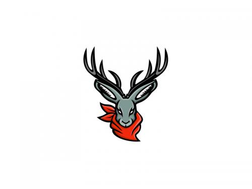 Jackalope Wearing Bandanna Mascot - jackalope-wearing-bandanna-mascot