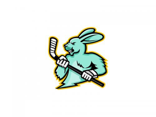 Jackrabbit Ice Hockey Player Mascot - jackrabbit-ice-hockey-player-mascot