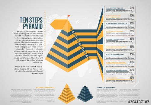 Ten Steps Pyramid Infographic - 304137187 - 304137187