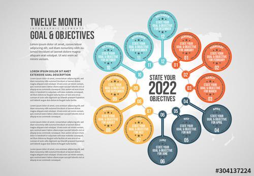 Twelve Month Objectives Infographic - 304137224 - 304137224