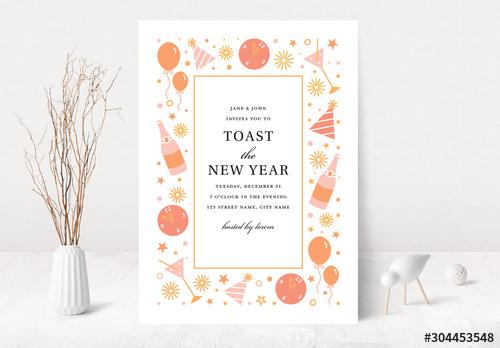 Toast the New Year Party Invitation Layout - 304453548 - 304453548