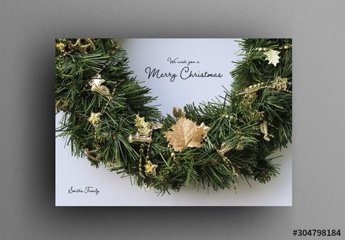 Christmas Card Layout with Wreath Image - 304798184 - 304798184