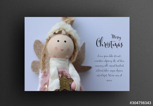 Greeting Card Layout with Angel Doll - 304798343 - 304798343