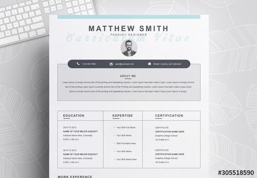 Resume Layout with Teal Accents - 305518590 - 305518590