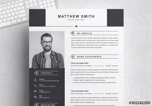 Resume Layout Templates with Black Sidebar - 302242350 - 302242350