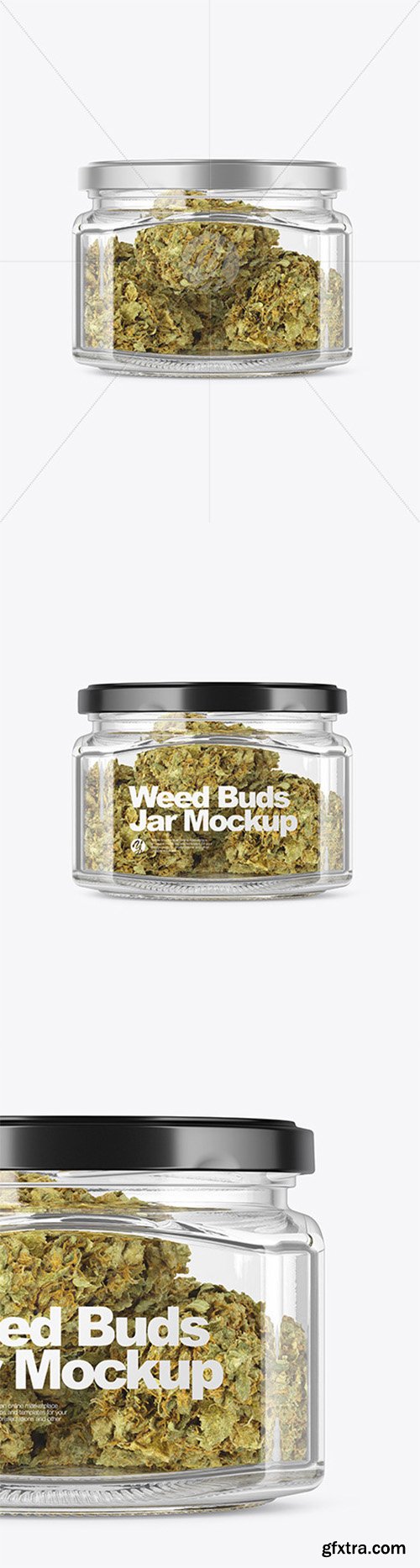 Square Glass Jar with Weed Buds Mockup 52415