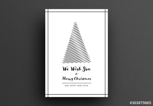 Minimal Card Layout with Abstract Christmas Tree - 303879865 - 303879865