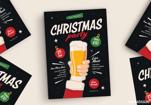 Graphic Christmas Party Flyer Layout - 304456886 - 304456886