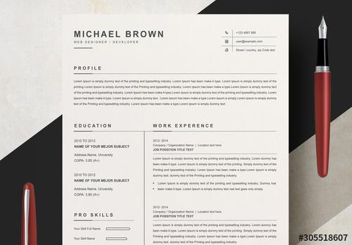 Minimalist Resume Layout - 305518607 - 305518607