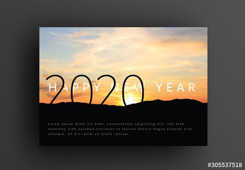 Happy New Year's Card Layout with Sunrise Image - 305537518 - 305537518