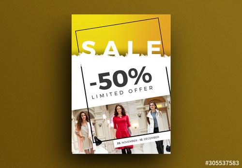 Sale Card Layout with Yellow Accent - 305537583 - 305537583