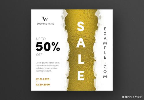 Sale Card Layout with Gold Foil Accent - 305537586 - 305537586