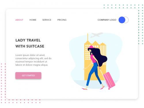 Lady Travelling With Suitcase flat design concept for Travel app - lady-travelling-with-suitcase-flat-design-concept-for-travel-app