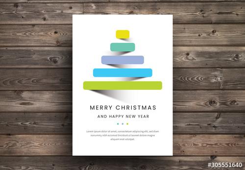 Christmas Tree Card Layout with Pastel Colors - 305551640 - 305551640