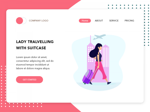 Lady Travelling With Suitcase flat design concept for Travelling app - lady-travelling-with-suitcase-flat-design-concept-for-travelling-app