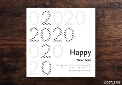 Happy New Year Card Layout with Lined Numbers - 305719986 - 305719986