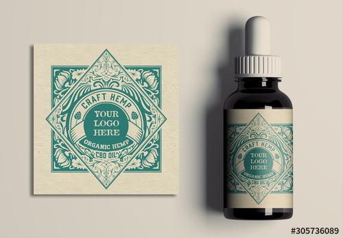 Vintage CBD Oil Label Layout - 305736089 - 305736089