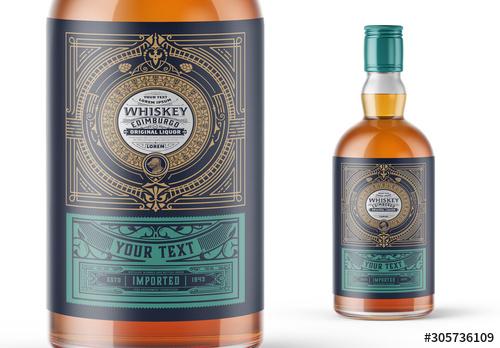 Vintage Whiskey Label Packaging Layout  - 305736109 - 305736109