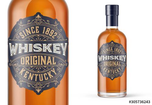 Vintage Whiskey Label Packaging Layout  - 305736243 - 305736243