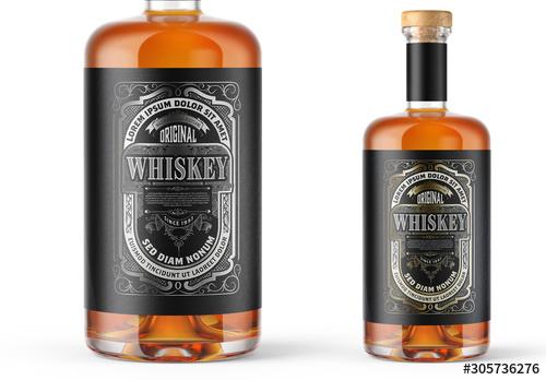 Vintage Whiskey Label Packaging Layout  - 305736276 - 305736276