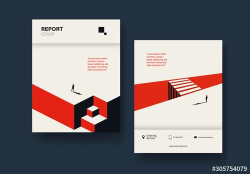 Retro Report Cover Layout with Crossroads - 305754079 - 305754079