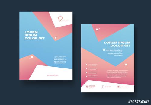 Pink and Blue Geometric Flyer Layout - 305754082 - 305754082