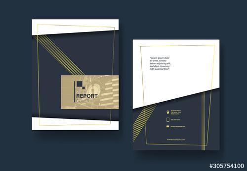 Gold and Blue Report Cover Layout - 305754100 - 305754100