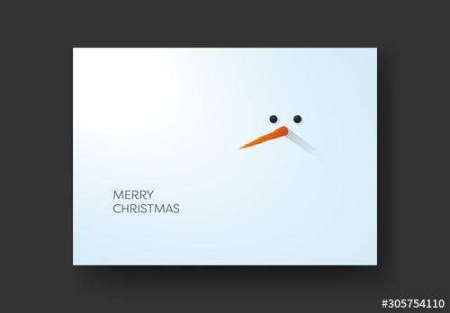 Christmas Card Layout with Snowman Long Nose - 305754110 - 305754110