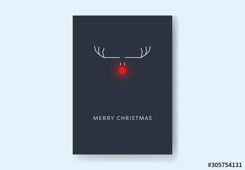 Christmas Card Layout Reindeer in the Dark - 305754131 - 305754131