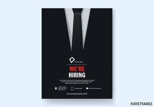 Hiring Call Flyer with Retro Suit Layout - 305754403 - 305754403