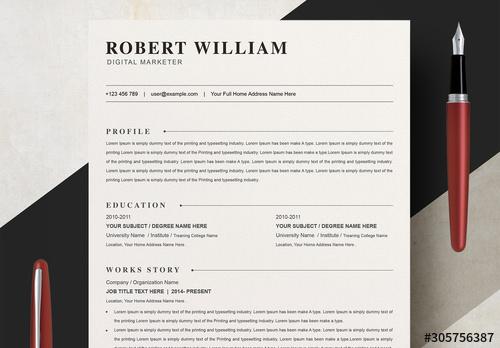 Clean Resume Layout with Cover Letter - 305756387 - 305756387