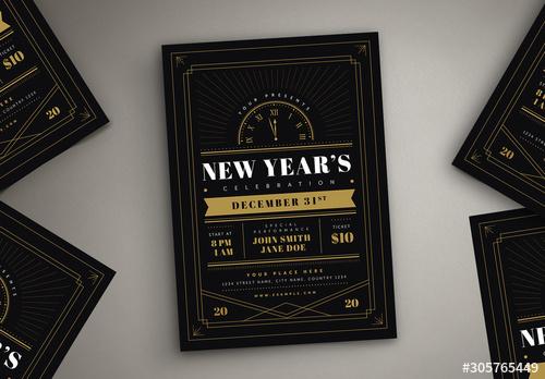 New Year Celebration Flyer Layout - 305765449 - 305765449