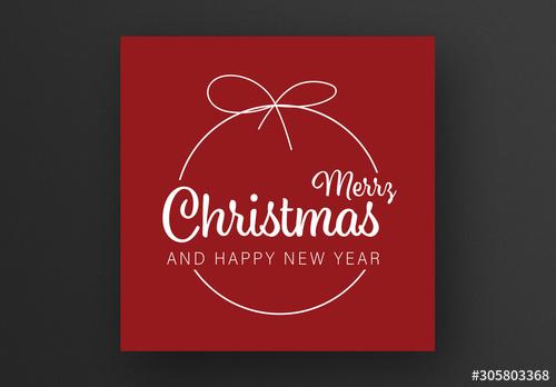 Minimal Christmas Card Layout with White Typography - 305803368 - 305803368