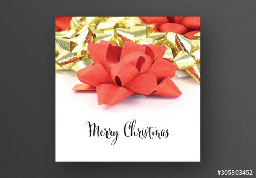 Greeting Card Layout with Red and Gold Bows - 305803452 - 305803452