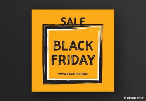 Black Friday Sale Card Layout with Black and Orange Accents - 305803556 - 305803556