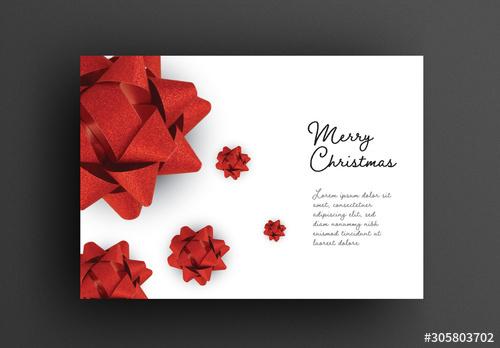 Christmas Card Layout with Red Festive Ornaments - 305803702 - 305803702