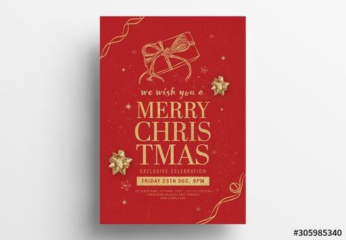 Merry Christmas Poster Layout - 305985340 - 305985340