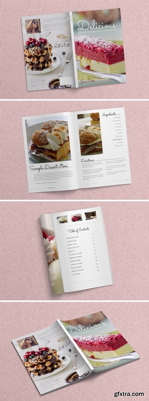 Dessert Cookbook Template InDesign