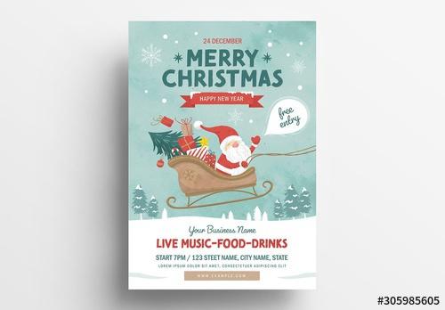 Christmas Flyer with Snowy Scene - 305985605 - 305985605