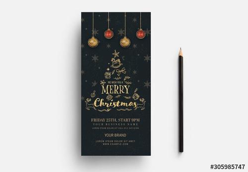 Christmas Flyer Layout with Elegant Illustrations - 305985747 - 305985747