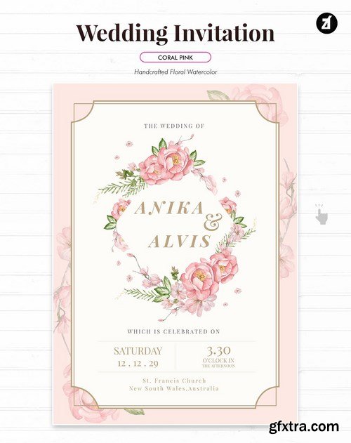 Floral Hand-drawn Watercolor Wedding Invitation