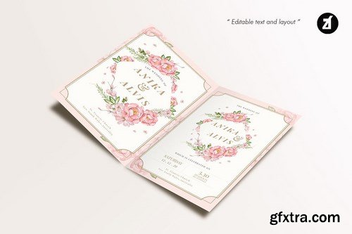 Floral Hand-drawn Watercolor Wedding Invitation