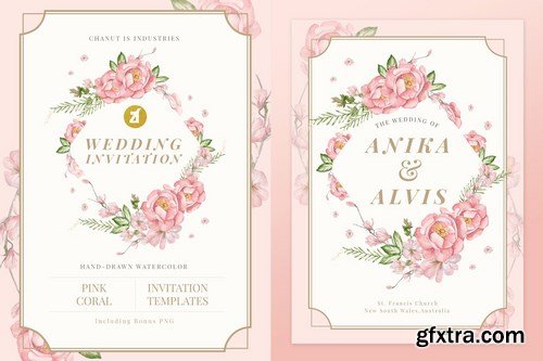 Floral Hand-drawn Watercolor Wedding Invitation