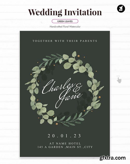 Floral Hand-drawn Watercolor Wedding Invitation 2