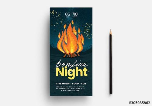 Bonfire Night Flyer Layout with Starry Sky - 305985862 - 305985862