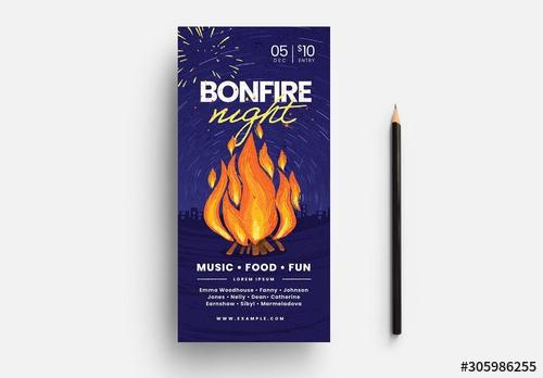 Bonfire Night Rack Card with Campfire Illustration - 305986255 - 305986255