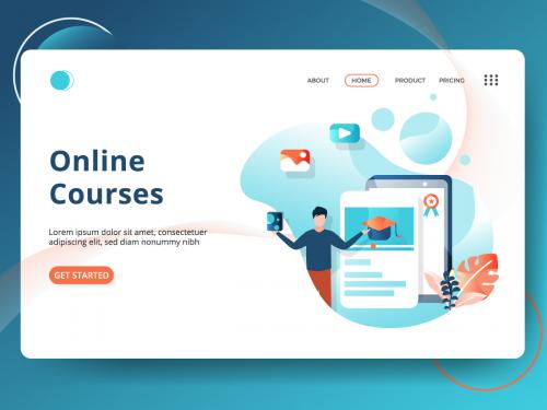 Landing Page Online Courses vector illustration - landing-page-online-courses-vector-illustration