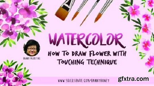 Watercolor : How To Draw Flower With Touching Technique