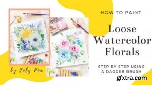 Loose Watercolor Florals Using a Dagger Brush