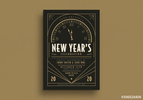 Art Deco New Year Event Flyer Layout - 306028406 - 306028406